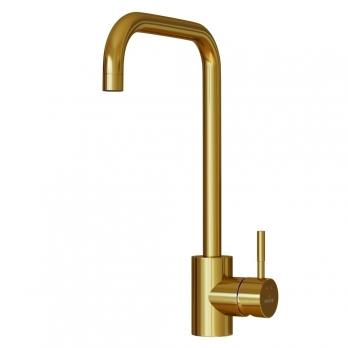 Смеситель для кухни 35k MIXLINE MLSS-0301G трубчатый излив, п/гайку ЗОЛОТО