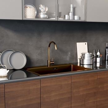 Смеситель для кухни 35k MIXLINE MLSS-0303BR трубчатый излив, п/гайку БРОНЗА