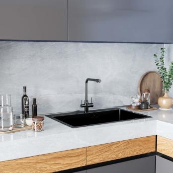 Смеситель для кухни 35k MIXLINE MLSS-0320BL подкл.к фильтру, п/гайку ЧЕРНЫЙ ГРАФИТ