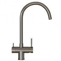 Смеситель для кухни 35k MIXLINE MLSS-0326BL трубчатый излив, подкл.к фильтру, п/гайку ЧЕРНЫЙ ГРАФИТ