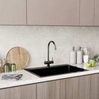 Смеситель для кухни 35k MIXLINE MLSS-0326BL трубчатый излив, подкл.к фильтру, п/гайку ЧЕРНЫЙ ГРАФИТ