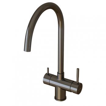 Смеситель для кухни 35k MIXLINE MLSS-0326BL трубчатый излив, подкл.к фильтру, п/гайку ЧЕРНЫЙ ГРАФИТ