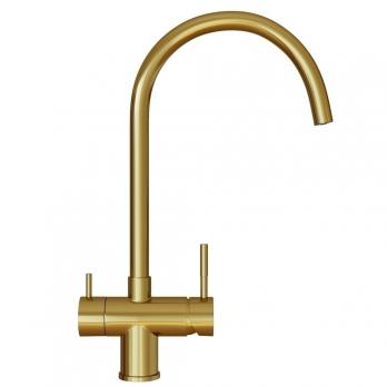 Смеситель для кухни 35k MIXLINE MLSS-0326G трубчатый излив, подкл.к фильтру, п/гайку ЗОЛОТО