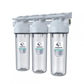 Фильтр магистральный 3/4'' KSBP TRIO тройной для хол. воды прозр. 10" UNICORN (KSBP_3/4_TRIO)
