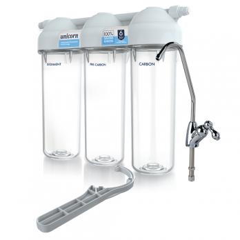 Фильтр под мойку 1/2'' трехступ хол.вода 10"лит крышка UNICORN(FPS_3NST)умяг(PS10 -5,FCST-10,FСB-10)