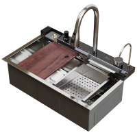 Мойка настол.монтаж 75х46 (3,0) вып 3 1/2  MIXLINE PRO 21,5см V2.0 (сатин) сиф+доз+смес+кол+д/р+о/с