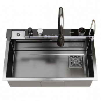 Мойка настол.монтаж 75х46 (3,0) вып 3 1/2  MIXLINE PRO 21,5см V2.0 (ч граф) сиф+доз+смес+кол+д/р+о/с