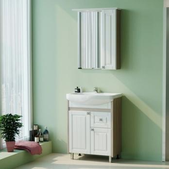 Зеркальный шкаф "ВЕРСАЛЬ-55" белое дерево левый  с подсветкой(ПВХ)