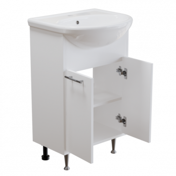 Тумба д/ванной "АлАн-55" белый 2 створки  под раковину Уют-55 (Rosa) (ЛДСП)