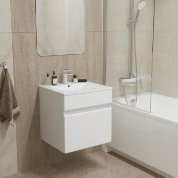 Тумба д/ванной "БРИКС-50" подвесная под раковину "Breeze 50" мебельный (Sanita Luxe) (ПВХ)