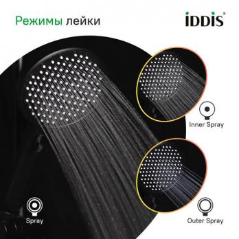 Лейка для душа IDDIS ESP3FBRi18 "Esper" D130мм, 3 режима ЧЕРНЫЙ матовый, коробка