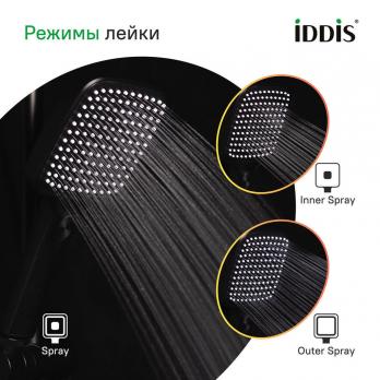 Лейка для душа IDDIS ESP3FBSi18 "Esper" квадрат, 3 режима ЧЕРНЫЙ матовый, коробка