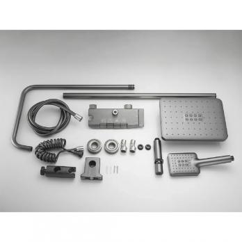 Душевая система 35к ПРОФСАН ПСМ-900-81GA клавиш.упр. лейка "Тропич. душ круг" + гигиен. лейка ГРАФИТ