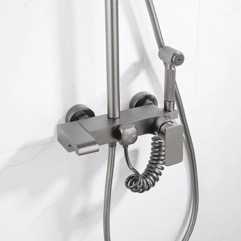 Душевая система 35к ПРОФСАН ПСМ-900-82GA лейка "Тропический душ круг" + гигиен. лейка ГРАФИТ