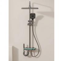 Душевая система 35к ПРОФСАН ПСМ-900-83GA клавиш.упр. лейка "Тропич. душ круг" + гигиен. лейка ГРАФИТ
