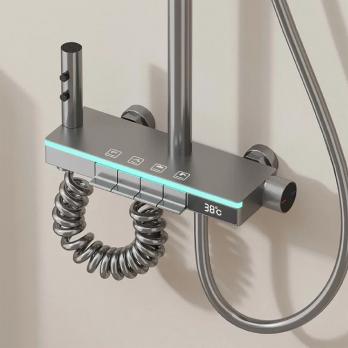 Душевая система 35к ПРОФСАН ПСМ-900-83GA клавиш.упр. лейка "Тропич. душ круг" + гигиен. лейка ГРАФИТ