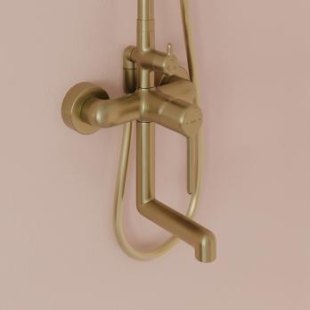 Душевая система 35к IDDIS AIGMG3Fi06 "Aiger" лейка "Тропический душ", ЗОЛОТО матовый