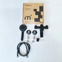 Смеситель для ванны 35к Milardo AZUBL00M02 "Azure" с душ. аксессуарами, ЧЕРНЫЙ хром