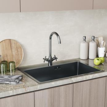 Смеситель для кухни 1/2 кер. MIXLINE ML38-032 "Graphite" высокий излив ГРАФИТ