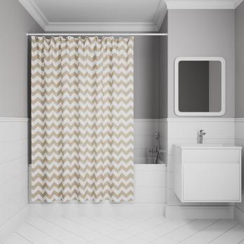 Штора для ванной полиэстер IDDIS BR03P18i11 180*200 бежевая c кольцами