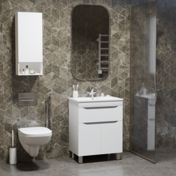 Тумба д/ванной "Лайн-60" 1 ящик под раковину Фостер 60 (Kirovit)/Fest-60 (Sanita Lux) (ПВХ)