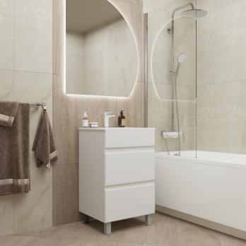 Тумба д/ванной "БРИКС-50" 2 ящика под раковину "Breeze 50" мебельный (Sanita Luxe) (ПВХ)