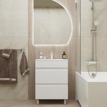 Тумба д/ванной "БРИКС-60" 2 ящика под раковину "Breeze 60" мебельный (Sanita Luxe) (ПВХ)