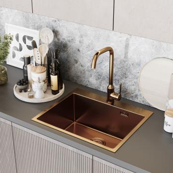 Мойка настол.монтаж 60х50 (3,0) вып 3 1/2  MIXLINE PRO 22см с сифоном (бронза)