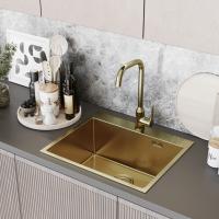 Мойка настол.монтаж 60х50 (3,0) вып 3 1/2  MIXLINE PRO с ФАСКОЙ 22см с сифоном (золото)