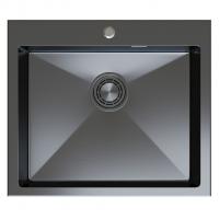 Мойка настол.монтаж 60х50 (3,0) вып 3 1/2  MIXLINE PRO с ФАСКОЙ 22см с сифоном (черный графит)