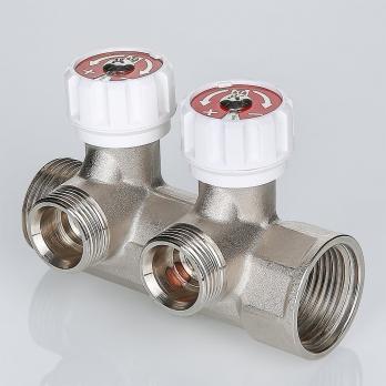 Коллектор 1''x3/4'' (евроконус) с регулировочными вентилями для подачи водоснабжения VALTEC (2 вых)
