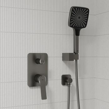 Душевая система 35к IDDIS PARGM02i67 "Parker" лейка "Тропический душ" встраиваемая ГРАФИТ матовый