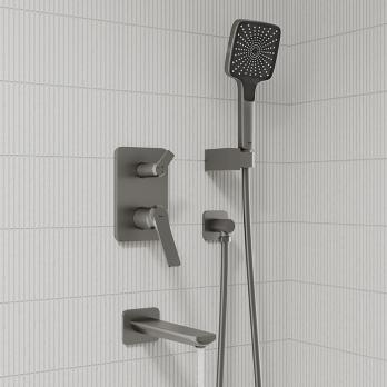 Душевая система 35к IDDIS PARGM03i68 "Parker" лейка "Тропический душ" встраиваемая ГРАФИТ матовый