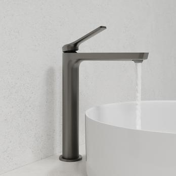 Смеситель для раковины 25к IDDIS PARGM01i01 "Parker" высокий, литой, п/гайку, ГРАФИТ матовый