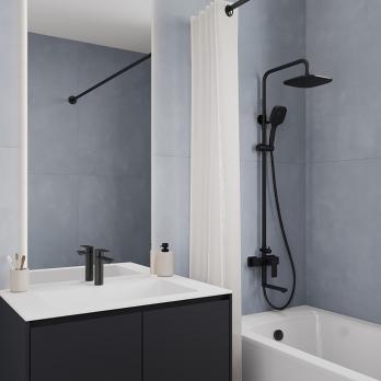 Смеситель для раковины 35к Milardo MAZBL00M01 "Maze" нерж. сталь, литой, п/гайку, ЧЕРНЫЙ матовый