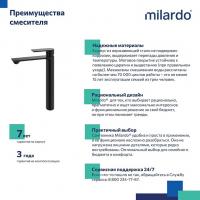 Смеситель для раковины 35к Milardo MAZBL01M01 "Maze" высокий, нерж. сталь,  п/гайку, ЧЕРНЫЙ матовый
