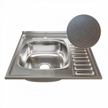 Мойка 60х60 (0,6) лев вып 3 1/2 MIXLINE 16см  с сифоном ДЕКОР