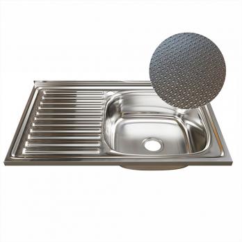 Мойка 80х50 (0,6) прав вып 3 1/2 MIXLINE 16см с сифоном ДЕКОР