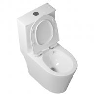Унитаз-моноблок безободковый WAVE KORAL  Tornado1.0 гор,ниж,2-кн.арм,сид.дюро,м/л,быстр,БЕЛЫЙ глян