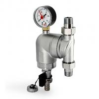 Фильтр самоочищающийся поворотный 1/2'' нар/нар c манометром и слив.шар.краном  Uni-Fitt