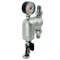 Фильтр самоочищающийся поворотный 1/2'' нар/нар c манометром и слив.шар.краном  Uni-Fitt