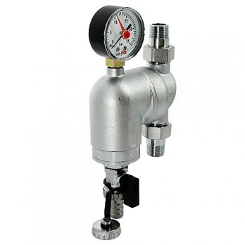 Фильтр самоочищающийся поворотный 1/2'' нар/нар c манометром и слив.шар.краном  Uni-Fitt