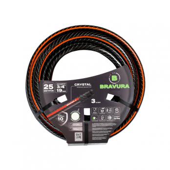 Шланг полив. арм. непрозр. 3-слойный 19мм бухта 25м (вес 5 кг) ПВХ "Bravura 3 crystal" 3/4"