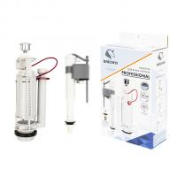 Арматура к смыв. бачку 2-ух Кноп. UNICORN хром, универс. (бок/ниж.подв,плас.штуцер 1/2") KAU_K/P_1/2