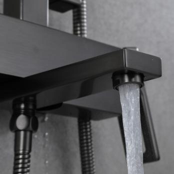 Душевая система 35к G2417-9 GAPPO лейка "Тропический душ" ОРУЖЕЙНАЯ СТАЛЬ