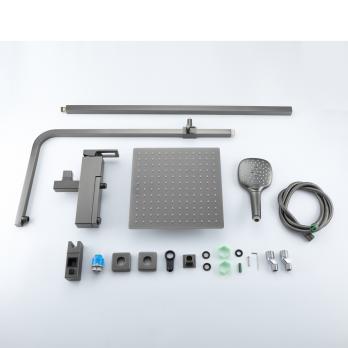 Душевая система 35к G2417-9 GAPPO лейка "Тропический душ" ОРУЖЕЙНАЯ СТАЛЬ