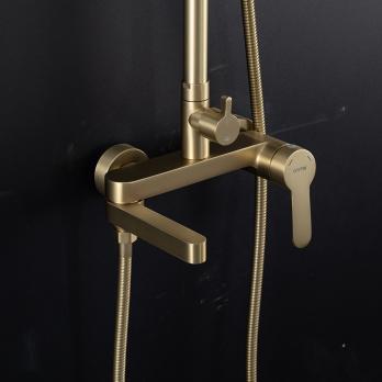 Душевая система 35к G2499-33 GAPPO нерж. сталь, лейка "Тропический душ", ЗОЛОТО сатин