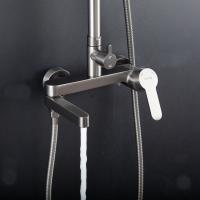 Душевая система 35к G2499-39 GAPPO нерж. сталь,  лейка "Тропический душ" ОРУЖЕЙНАЯ СТАЛЬ