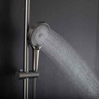 Душевая система 35к G2499-39 GAPPO нерж. сталь,  лейка "Тропический душ" ОРУЖЕЙНАЯ СТАЛЬ