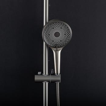 Душевая система 35к G2499-39 GAPPO нерж. сталь,  лейка "Тропический душ" ОРУЖЕЙНАЯ СТАЛЬ